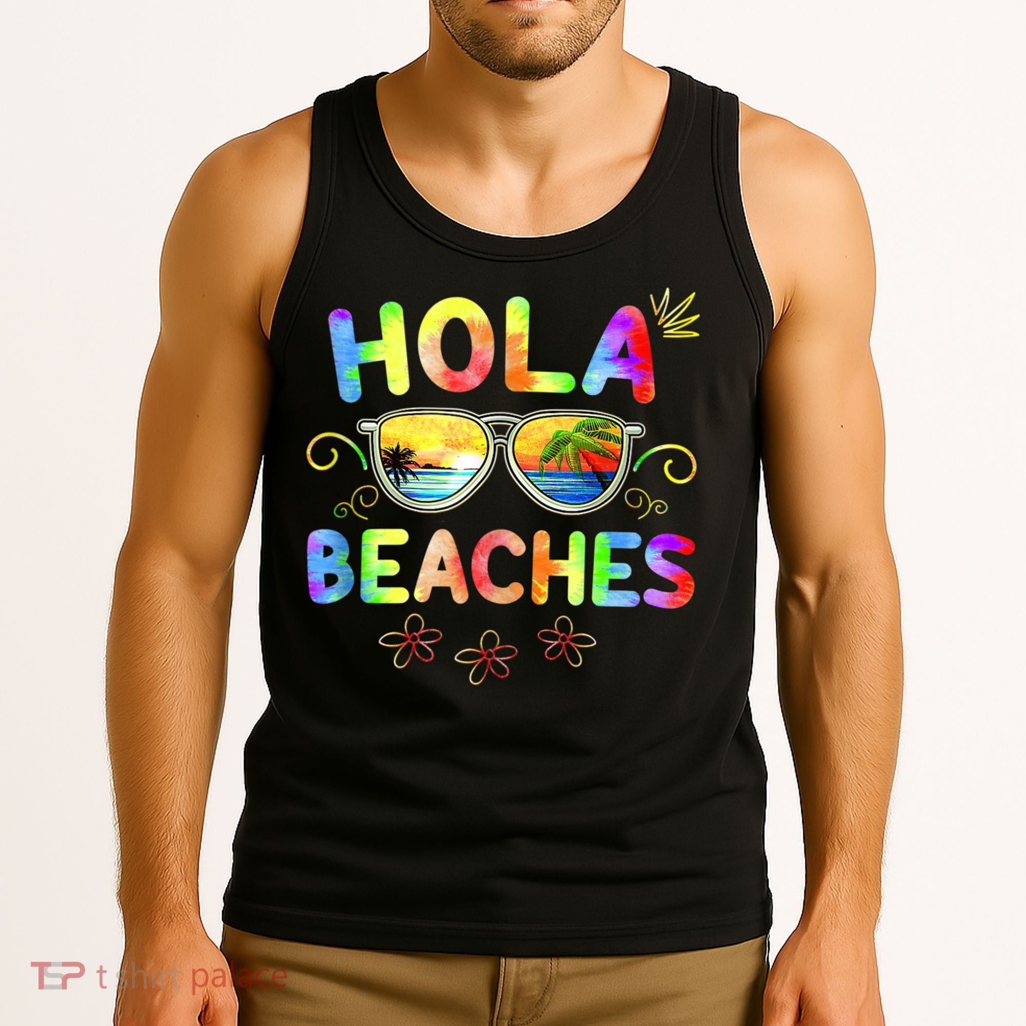 Hola Beaches Tie Dye Funny Beach Vacation Summer Tank Top