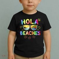 Hola Beaches Tie Dye Funny Beach Vacation Summer Toddler T-Shirt thumb 2