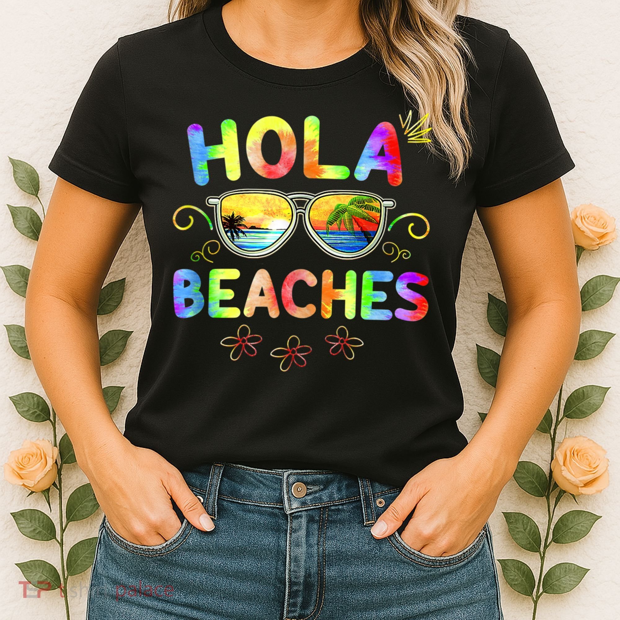 Hola Beaches Tie Dye Funny Beach Vacation Summer Women's T-Shirt