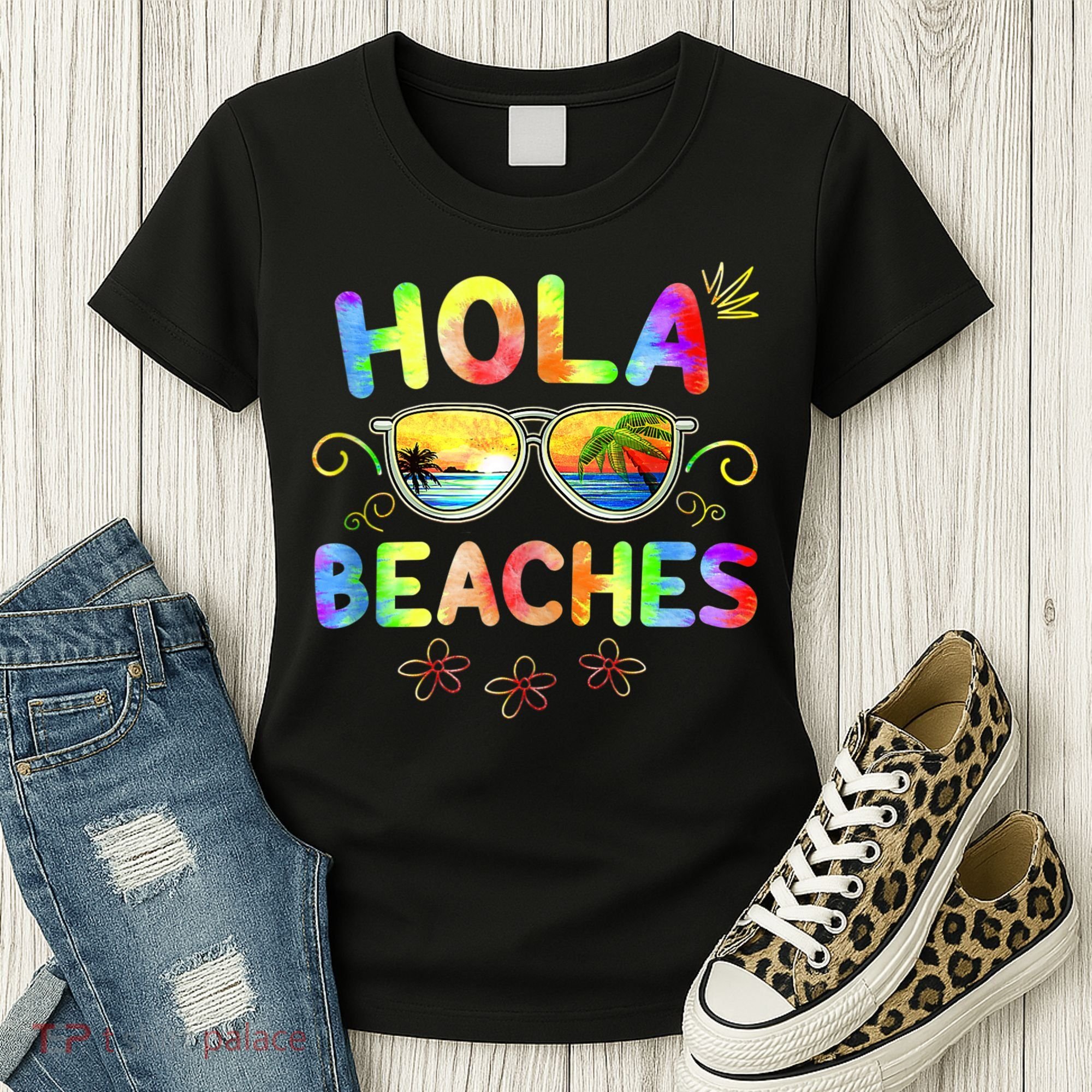 Hola Beaches Tie Dye Funny Beach Vacation Summer Women's T-Shirt