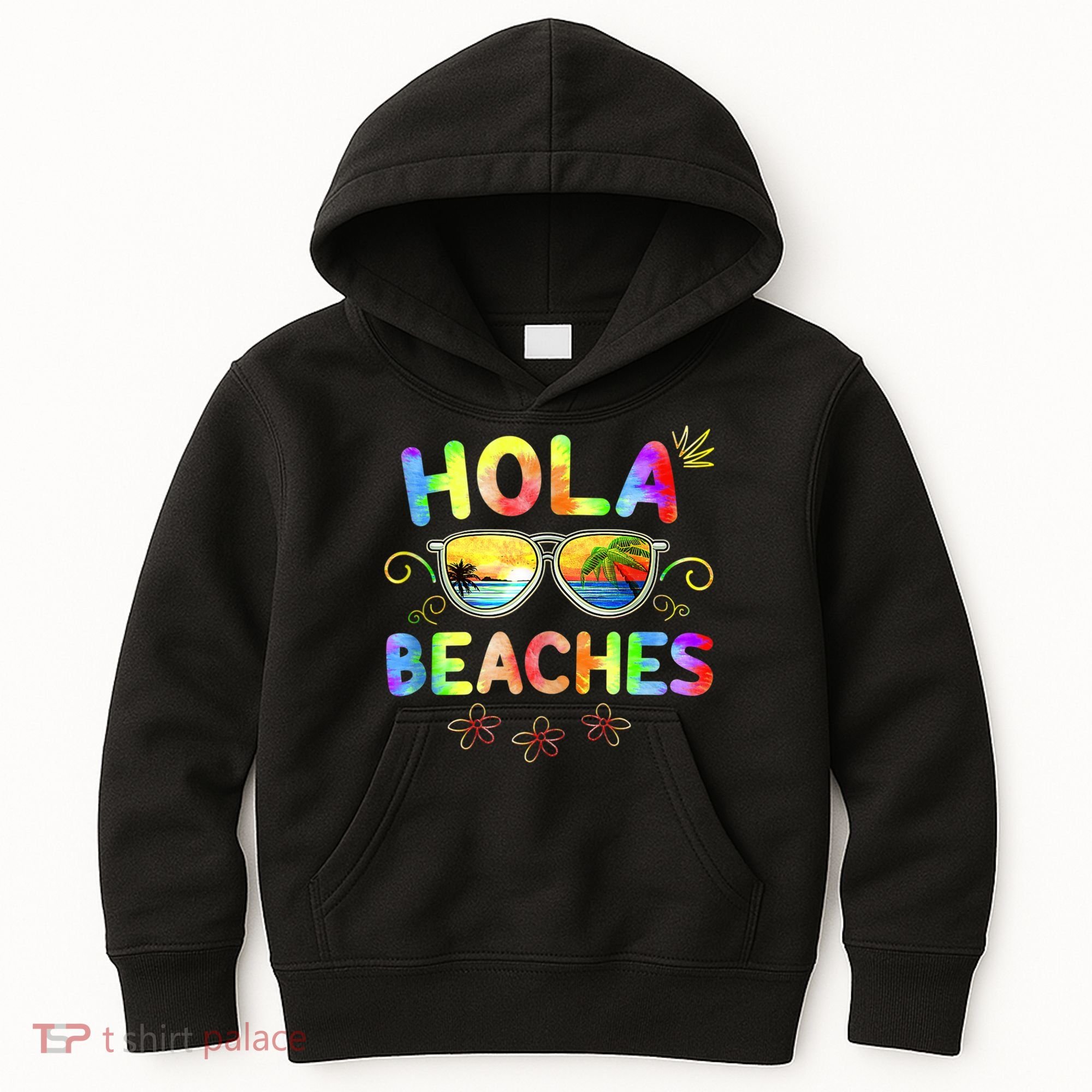 Hola Beaches Tie Dye Funny Beach Vacation Summer Kids Hoodie