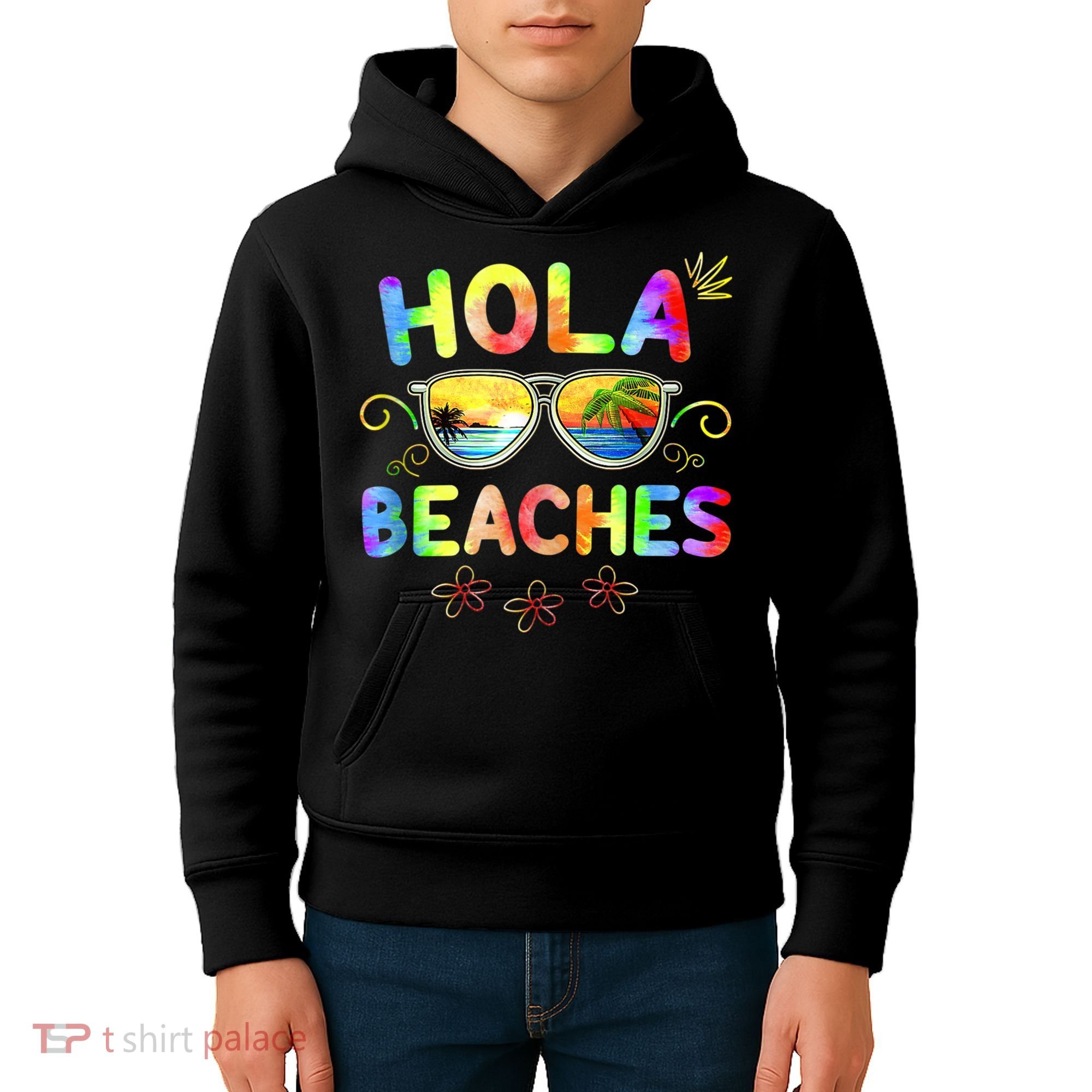Hola Beaches Tie Dye Funny Beach Vacation Summer Kids Hoodie