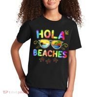 Hola Beaches Tie Dye Funny Beach Vacation Summer Kids T-Shirt thumb 2
