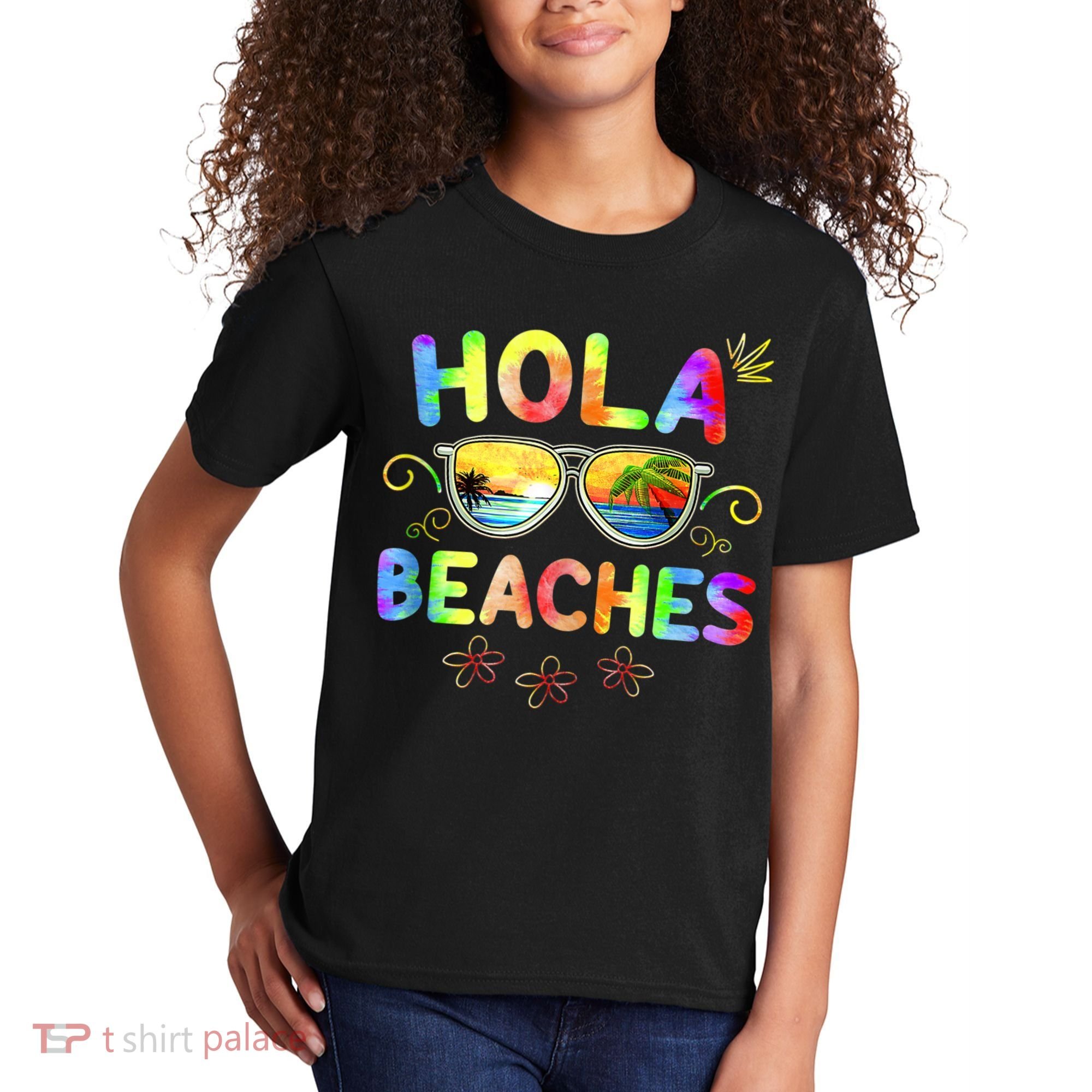 Hola Beaches Tie Dye Funny Beach Vacation Summer Kids T-Shirt