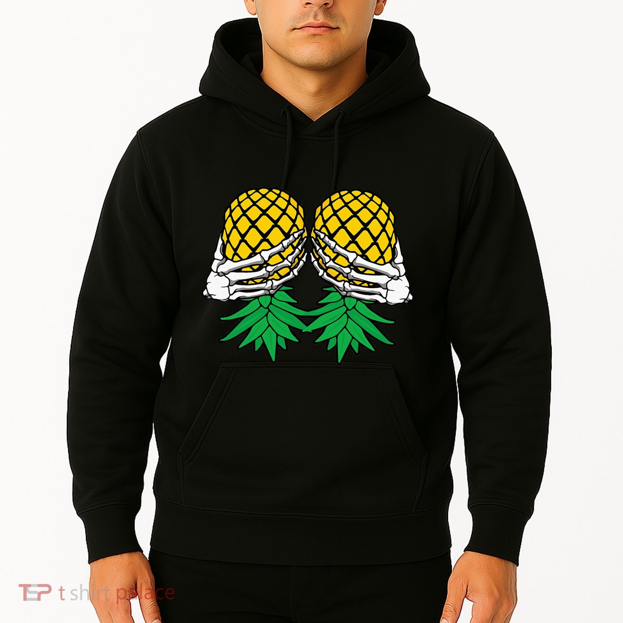 Halloween Boob Upside Down Pineapple Swinger Skeleton Hand Hoodie