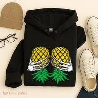 Halloween Boob Upside Down Pineapple Swinger Skeleton Hand Hoodie thumb 4
