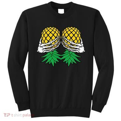 Halloween Boob Upside Down Pineapple Swinger Skeleton Hand Sweatshirt