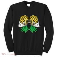 Halloween Boob Upside Down Pineapple Swinger Skeleton Hand Sweatshirt thumb 0