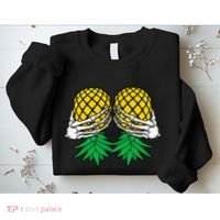 Halloween Boob Upside Down Pineapple Swinger Skeleton Hand Sweatshirt thumb 2