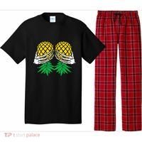 Halloween Boob Upside Down Pineapple Swinger Skeleton Hand Pajama Set thumb 0