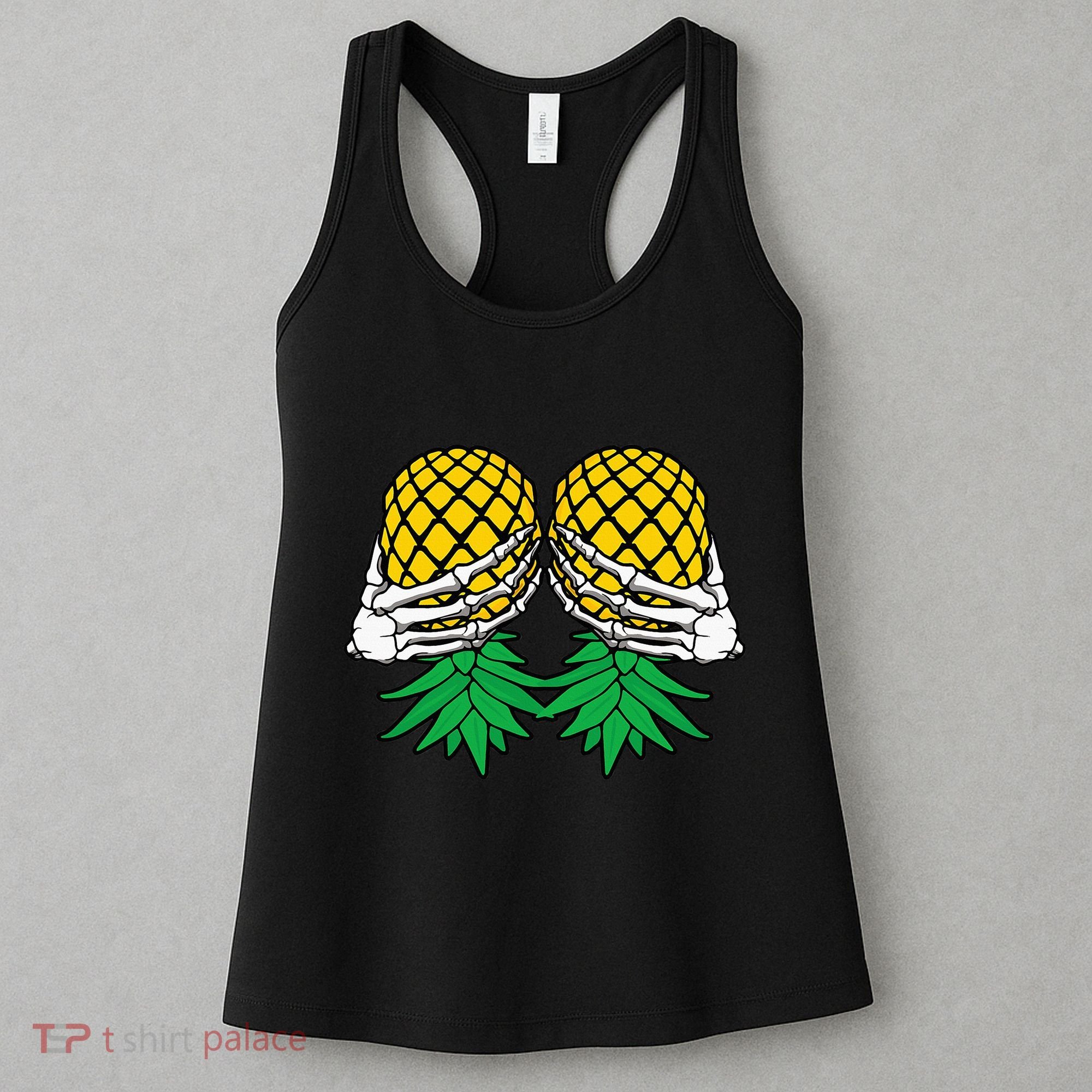 Halloween Boob Upside Down Pineapple Swinger Skeleton Hand Women's Tank Top