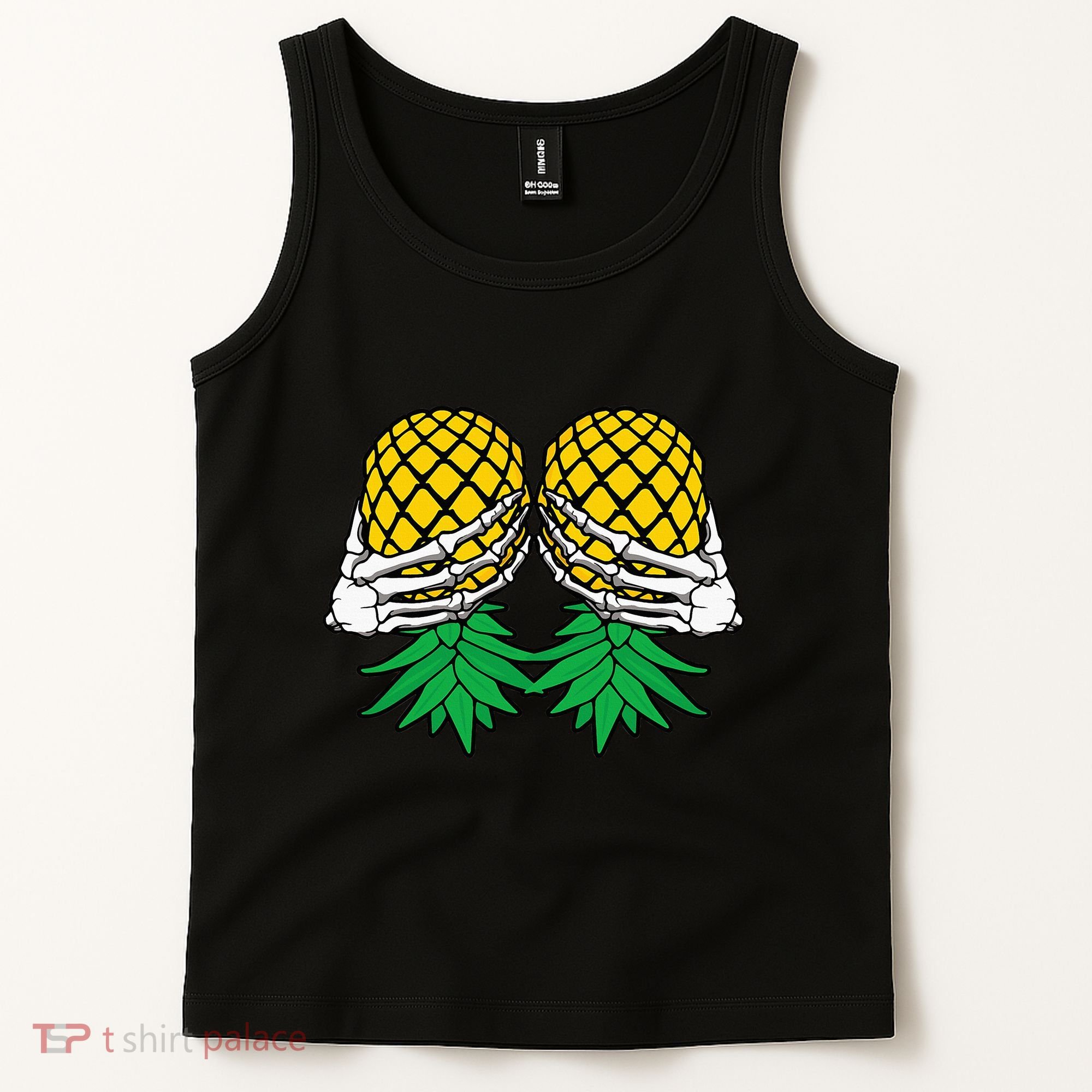 Halloween Boob Upside Down Pineapple Swinger Skeleton Hand Tank Top