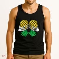 Halloween Boob Upside Down Pineapple Swinger Skeleton Hand Tank Top thumb 3