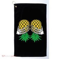 Halloween Boob Upside Down Pineapple Swinger Skeleton Hand Golf Towel thumb 0