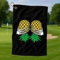 Halloween Boob Upside Down Pineapple Swinger Skeleton Hand Golf Towel thumb 1