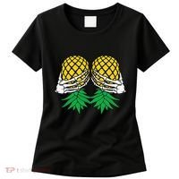 Halloween Boob Upside Down Pineapple Swinger Skeleton Hand Women's T-Shirt thumb 0
