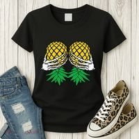 Halloween Boob Upside Down Pineapple Swinger Skeleton Hand Women's T-Shirt thumb 3