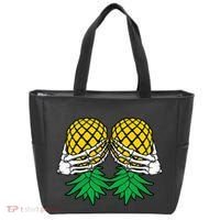 Halloween Boob Upside Down Pineapple Swinger Skeleton Hand Tote Bag thumb 0
