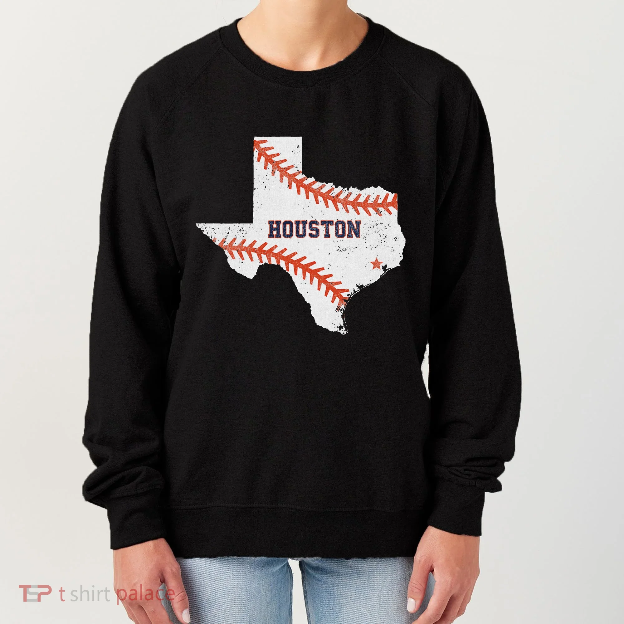 Houston Baseball Vintage Distressed Women's Sweatshirt