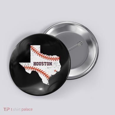 Houston Baseball Vintage Distressed Button
