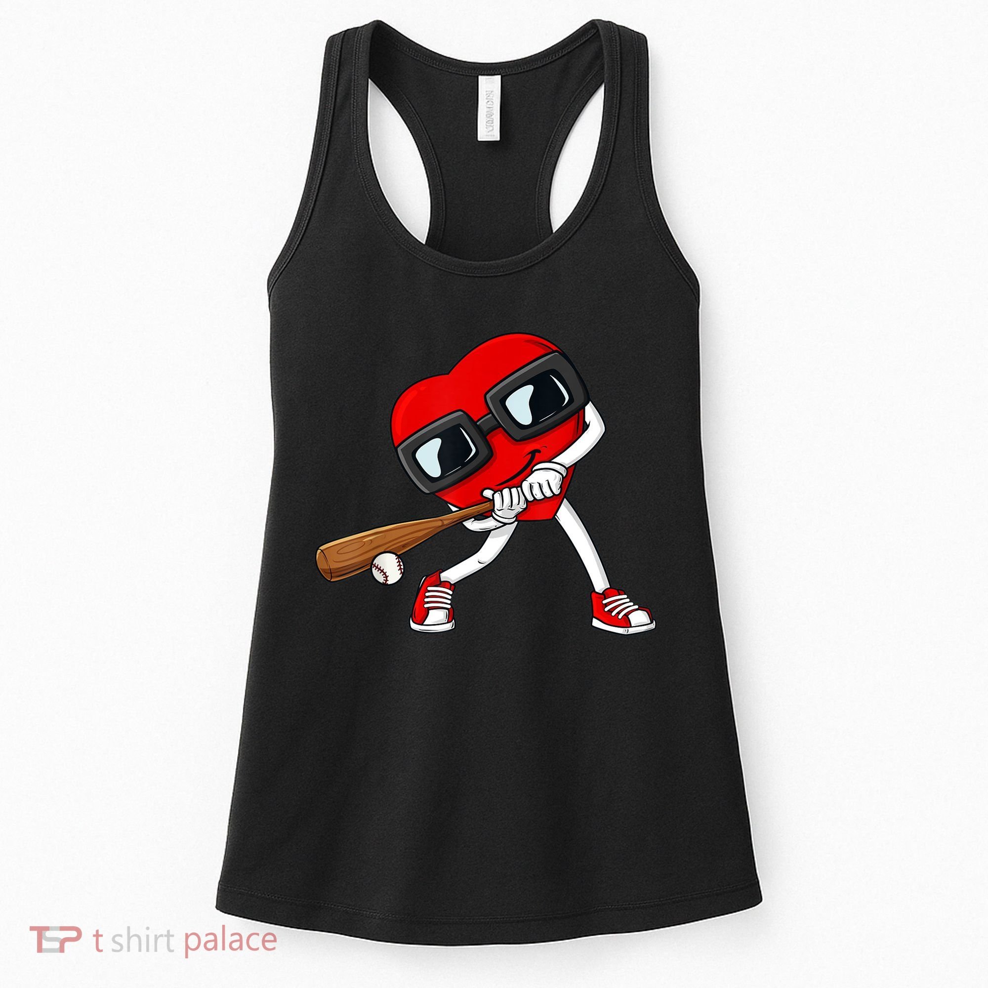 Heart Baseball Valentines Day Funny Boys Girls Kids TShirt Women's Tank Top