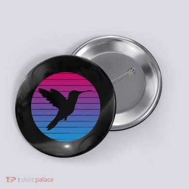 Hummingbird Bird Vintage Bird Design Vintage Sunset Button