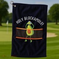 Holy Blockamole Volleyball Cute Funny Golf Towel thumb 1
