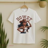 Howdy Black Women Western Rodeo Melanin Black Cowgirl T-Shirt thumb 2