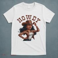 Howdy Black Women Western Rodeo Melanin Black Cowgirl T-Shirt thumb 5