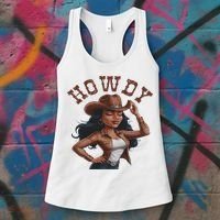 Howdy Black Women Western Rodeo Melanin Black Cowgirl Women's Tank Top thumb 3