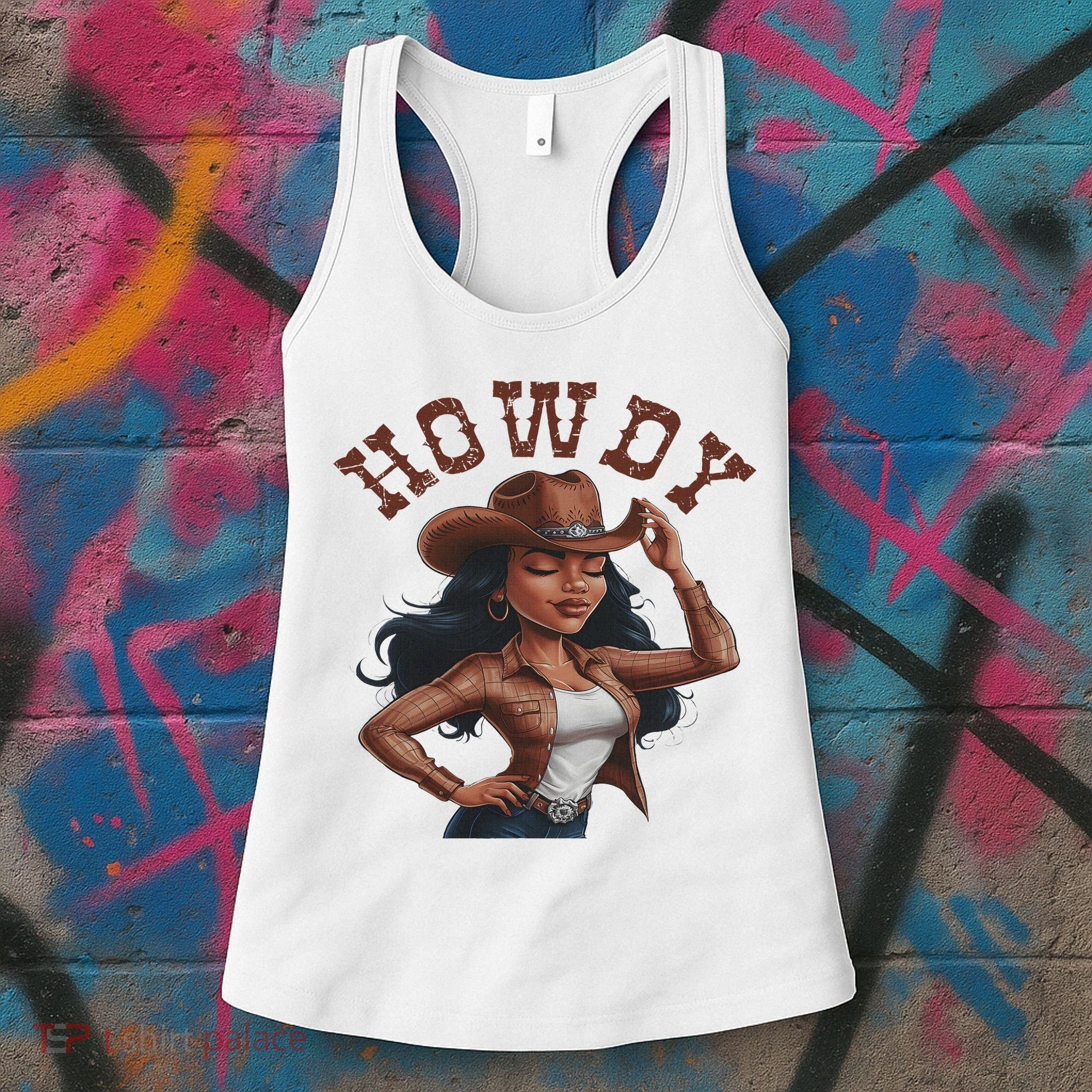 Howdy Black Women Western Rodeo Melanin Black Cowgirl Women's Tank Top