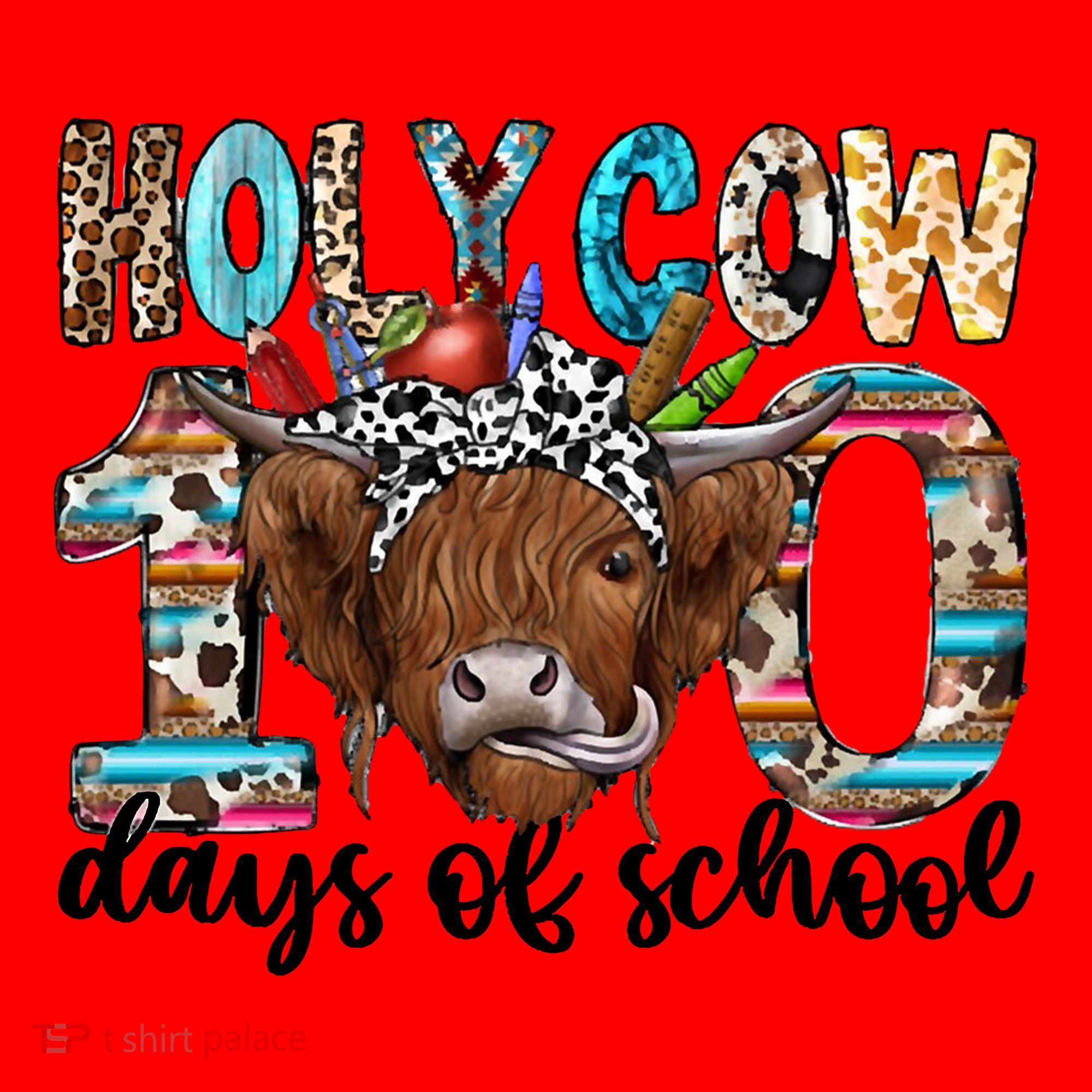 Holy Cow 100 Days Of School Funny Santa Hat
