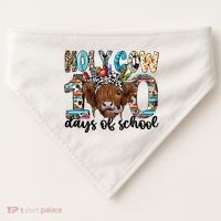 Holy Cow 100 Days Of School Funny USA-Made Doggie Bandana thumb 0