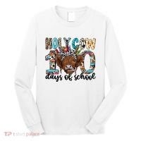 Holy Cow 100 Days Of School Funny Long Sleeve Shirt thumb 0