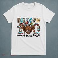 Holy Cow 100 Days Of School Funny T-Shirt thumb 5