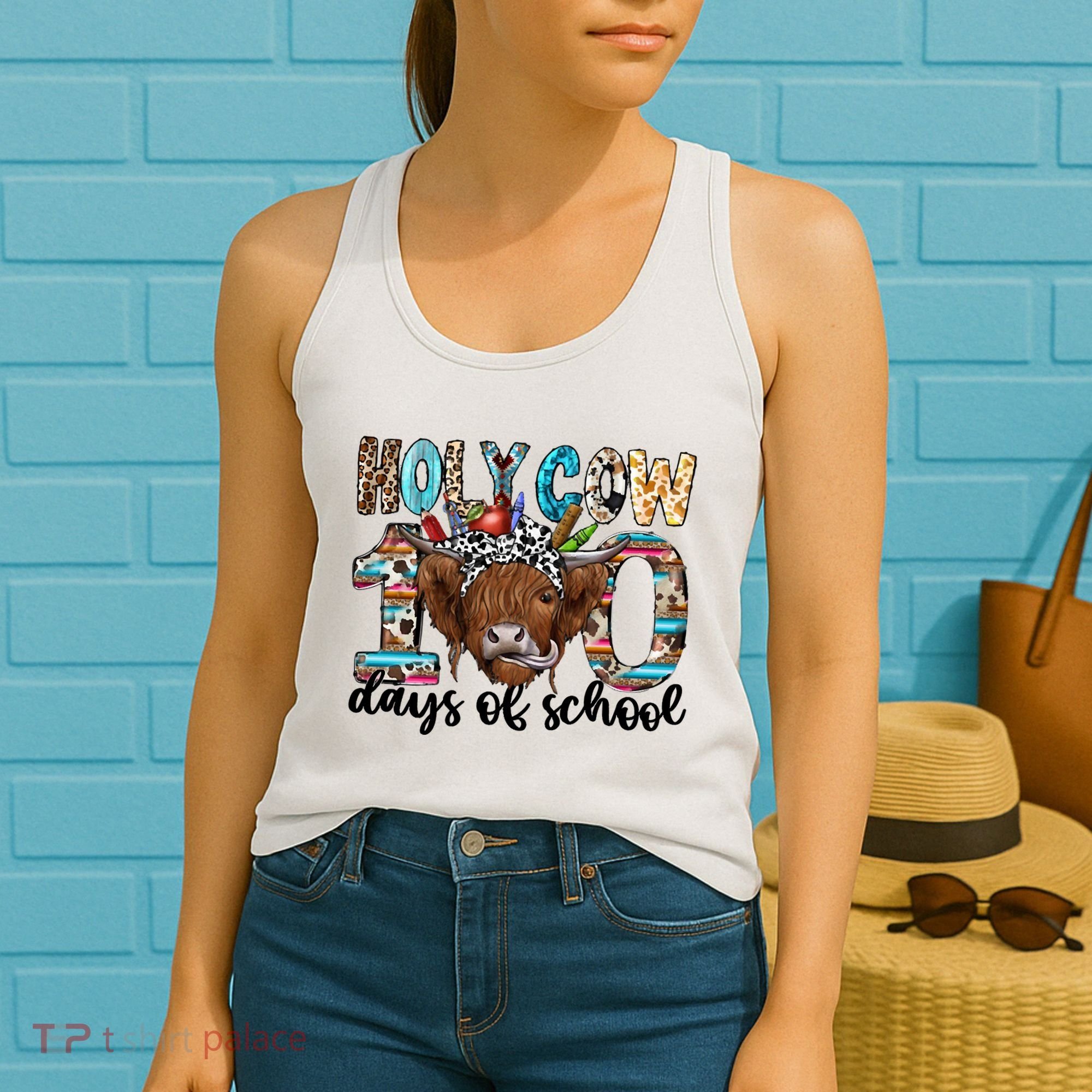Holy Cow 100 Days Of School Funny Women's Tank Top