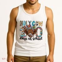 Holy Cow 100 Days Of School Funny Tank Top thumb 3
