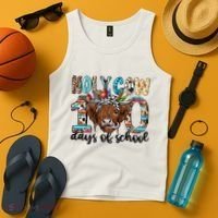 Holy Cow 100 Days Of School Funny Tank Top thumb 4