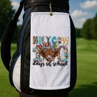 Holy Cow 100 Days Of School Funny Golf Towel thumb 2