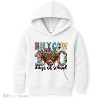 Holy Cow 100 Days Of School Funny Kids Hoodie thumb 0