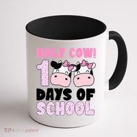 Holy Cow 100 Days Of School Funny Cute Coffee Mug thumb 1
