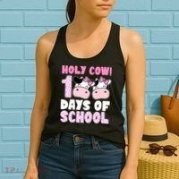 Holy Cow 100 Days Of School Funny Cute Women's Tank Top thumb 2