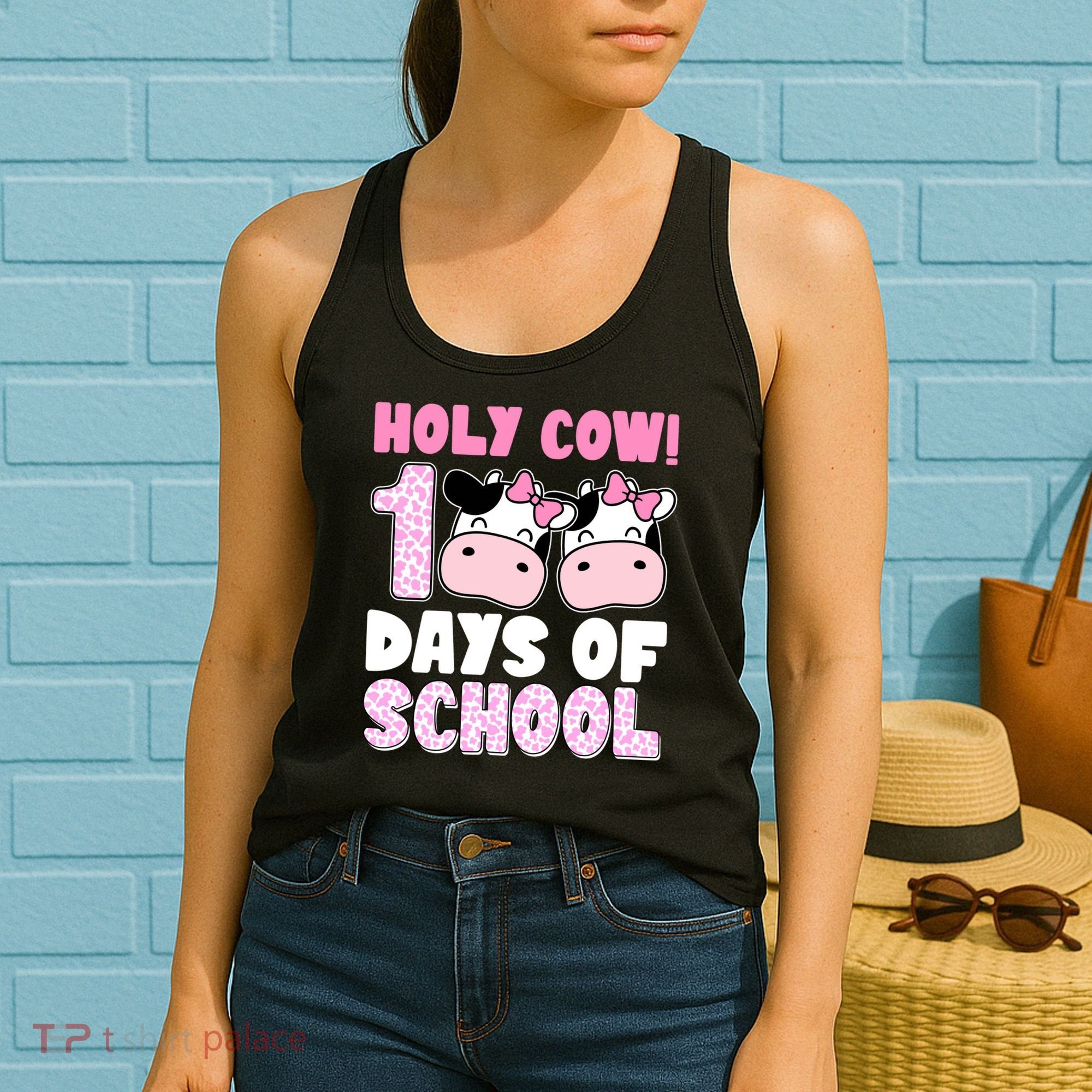 Holy Cow 100 Days Of School Funny Cute Women's Tank Top