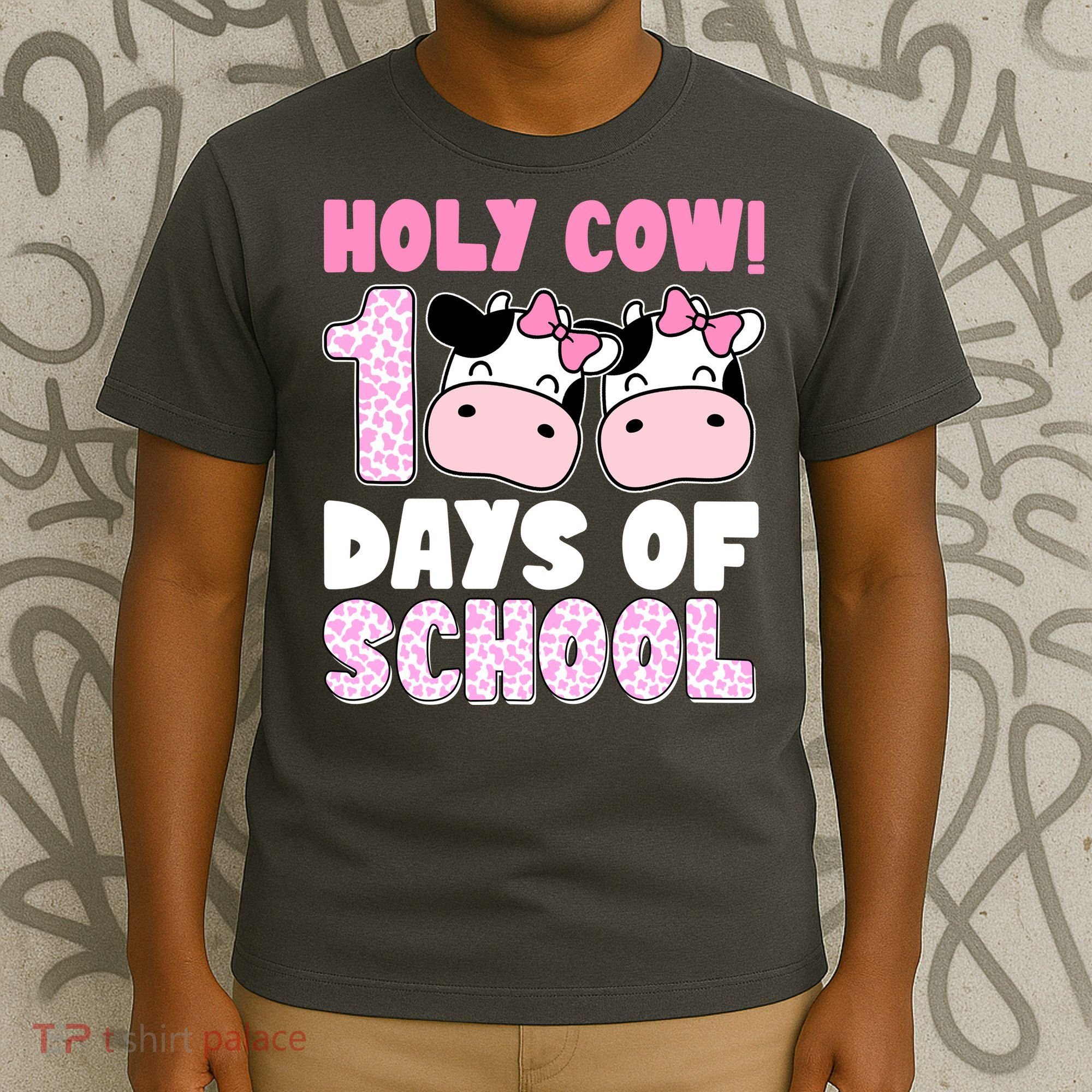 Holy Cow 100 Days Of School Funny Cute T-Shirt
