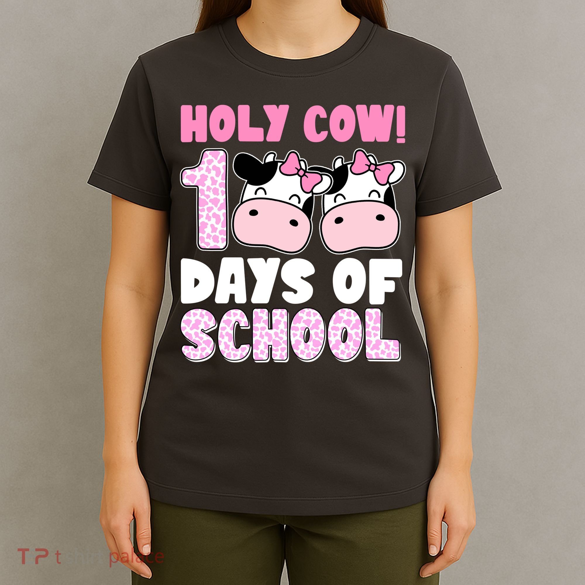 Holy Cow 100 Days Of School Funny Cute T-Shirt