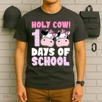 Holy Cow 100 Days Of School Funny Cute T-Shirt thumb 6