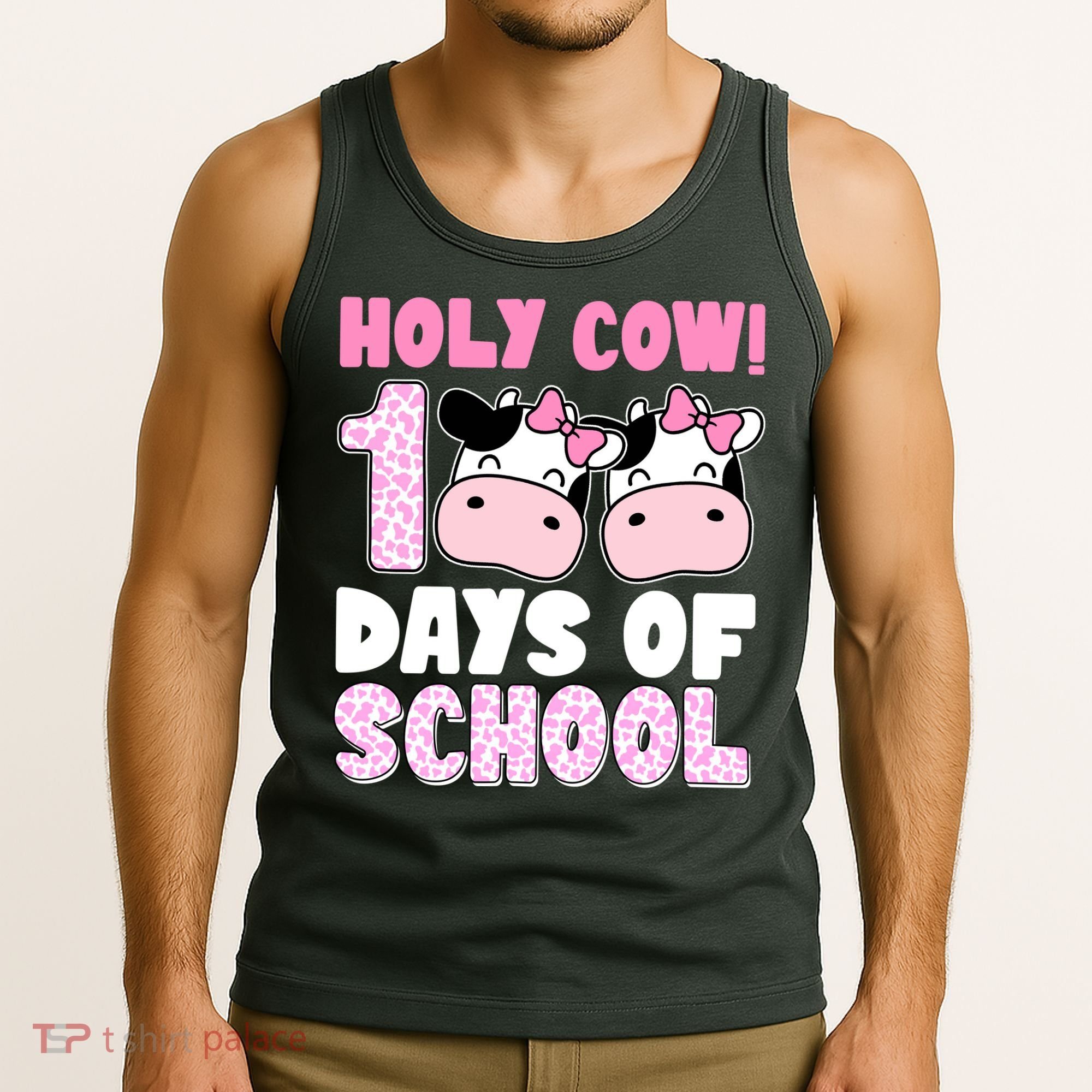 Holy Cow 100 Days Of School Funny Cute Tank Top