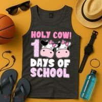 Holy Cow 100 Days Of School Funny Cute Tank Top thumb 4