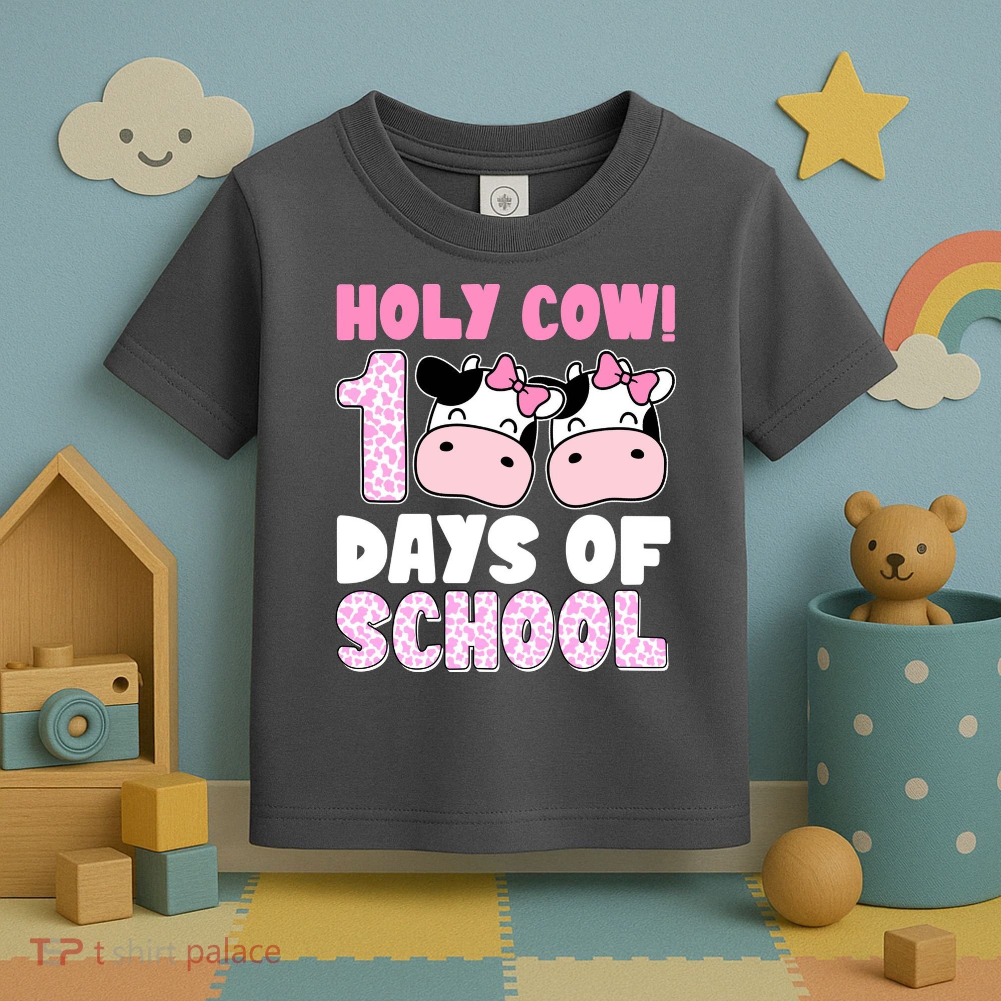 Holy Cow 100 Days Of School Funny Cute Toddler T-Shirt
