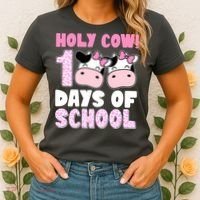 Holy Cow 100 Days Of School Funny Cute Women's T-Shirt thumb 2